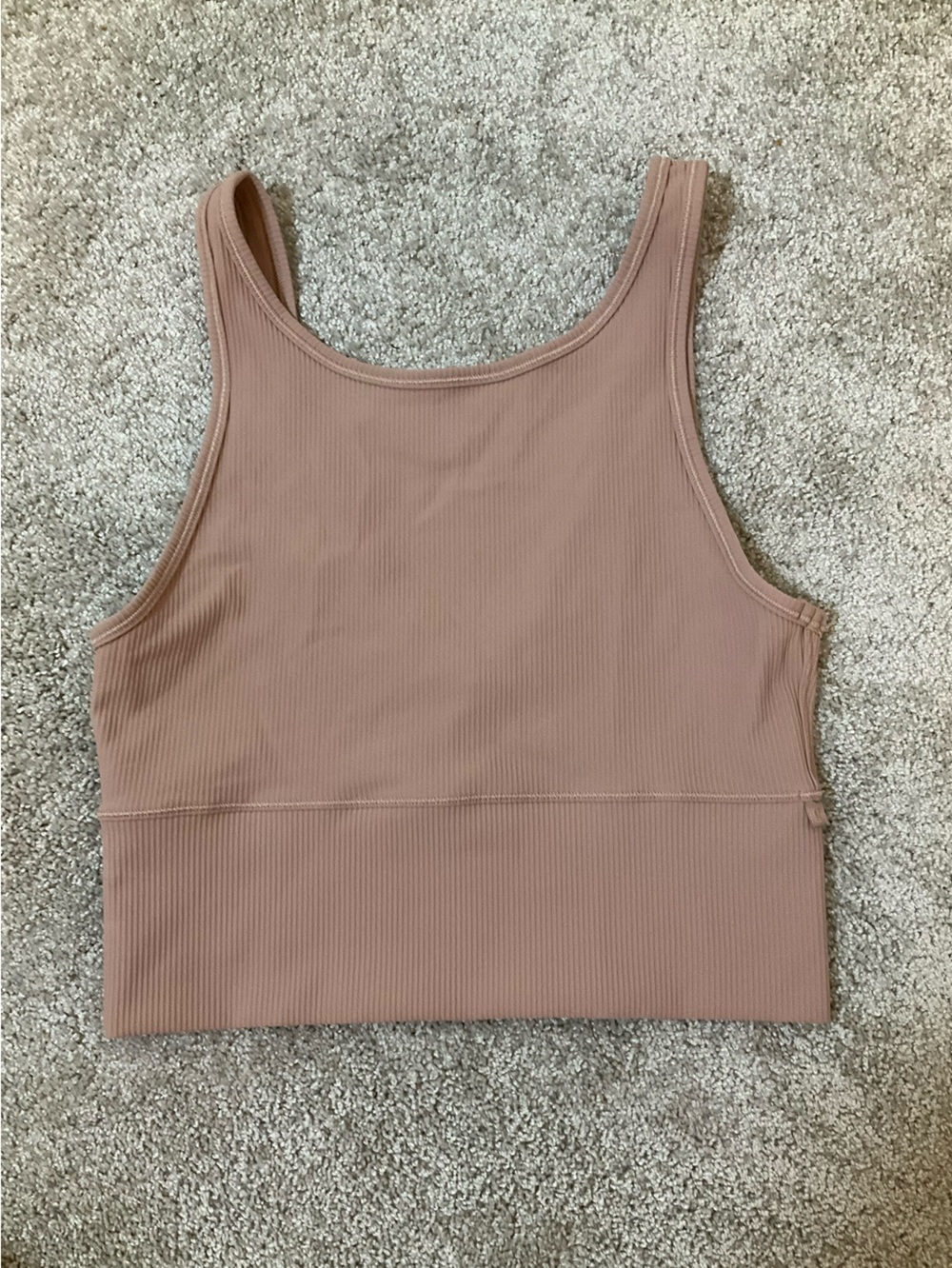 Lululemon Ribbed Seamless Longline Sports Bra Tank Nude Size XS/S